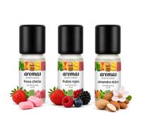 Aromas Alimentarios Concentrados Pack 3 x 10 ml Fresa Chicle + Frutos Rojos + Almendra Dulce | Esencias para Reposteria, Bebidas, Postres y Cocina