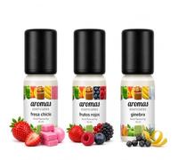 Aromas Alimentarios Concentrados Pack 3 x 10 ml Fresa Chicle + Frutos Rojos + Ginebra | Esencias para Reposteria, Bebidas, Postres y Cocina