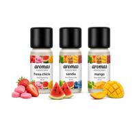 Aromas Alimentarios Concentrados Pack 3 x 10 ml Fresa Chicle + Sandía + Mango | Esencias para Reposteria, Bebidas, Postres y Cocina