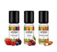 Aromas Alimentarios Concentrados Pack 3 x 10 ml Frutos Rojos + Cereza + Almendra Amarga | Esencias para Reposteria, Bebidas, Postres y Cocina