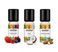 Aromas Alimentarios Concentrados Pack 3 x 10 ml Frutos Rojos + Coco + Almendra Amarga | Esencias para Reposteria, Bebidas, Postres y Cocina