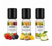 Aromas Alimentarios Concentrados Pack 3 x 10 ml Frutos Rojos + Frutas Tropicales + Manzana | Esencias para Reposteria, Bebidas, Postres y Cocina