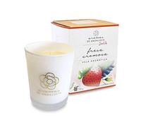 AROMAS DE ANDALUCIA, Vela Aromática, Cera de Soja, 100% Natural, Fresa Cremosa, Cristal, 250 gr, Regalo Relajante (Fresa Cremosa, 250)