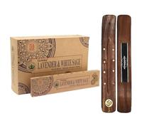 Aromasenses - 12 Cajetillas Incienso Goloka Organic Lavanda y Salvia Blanca - Incienso Natural 100% Masala - Relajación - Meditación - Yoga + 1 Tablilla Aromasenses (12, Lavanda y Salvia Blanca)
