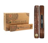 Aromasenses - 12 Cajetillas Incienso Goloka Organic Salvia Blanca - Incienso Natural 100% Masala - Relajación - Meditación - Yoga + 1 Tablilla Aromasenses (12, Salvia Blanca)