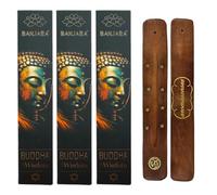 Aromasenses | 3 Cajetillas de Incienso Banjara Buddha Sabiduria + 1 Tablilla Aromasenses | 100% Hecho a Mano | 15 gr x 3 Cajetillas = 45 gr | Armonía | Purificación | Limpieza Espiritual
