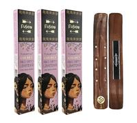 Aromasenses | 3 Cajetillas de Incienso Golden Fusion Palo Santo y Lavanda 15 Gramos + 1 Tablilla Aromasenses | Incienso Etnico 100% Natural | Limpiador de Energias