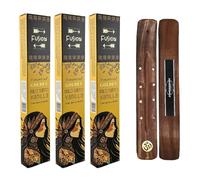Aromasenses | 3 Cajetillas de Incienso Golden Fusion Palo Santo y Vainilla 15 Gramos + 1 Tablilla Aromasenses | Incienso Etnico 100% Natural | Limpiador de Energias