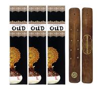 Aromasenses | 3 Cajetillas de Incienso Goloka Oud + 1 Tablilla Aromasenses - Natural | 15 gr x 3 cajetillas = 45 gr | Relajación | Meditación | Limpieza Energética
