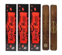 Aromasenses | 3 Cajetillas de Incienso Goloka Vampire Blood + 1 Tablilla Aromasenses - Natural | 15 gr x 3 cajetillas = 45 gr | Relajación | Meditación | Limpieza Energética