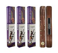 Aromasenses | 3 Cajetillas de Incienso Lavanda y Copal Vijayshree Golden Ancient Secrets Masala + 1 Tablilla Aromasenses - Natural | 15 gr x 3 cajetillas = 45 gr | Relajación | Meditación | Yoga