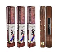Aromasenses | 3 Cajetillas de Incienso Palo Santo y Copal Vijayshree Golden Ancient Secrets Masala + 1 Tablilla Aromasenses - Natural | 15 gr x 3 cajetillas = 45 gr | Relajación | Meditación | Yoga