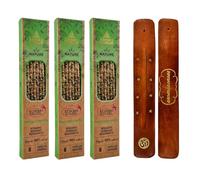 Aromasenses | 3 Cajetillas Incienso Aroma Nature Bergamota | 100% Natural | Hecho a Mano | 1 Hora de Duración por Varilla | Relajación Meditación Yoga + 1 Tablilla Aromasenses