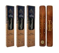 Aromasenses | 3 Cajetillas Incienso Aroma Nature Yagra Palo Santo | 100% Natural | Hecho a Mano | 1 Hora de Duración por Varilla | Relajación Meditación Yoga + 1 Tablilla Aromasenses