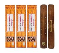 Aromasenses | 3 cajetillas Incienso Goloka Nag Champa Palo Santo Twin Series + 1 Tablilla Aromasenses | Nag Champa + Palo Santo | 2 Aromas en Cada Varilla | Incienso Goloka Masala | Aromas Naturales