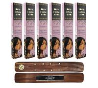 Aromasenses | 6 Cajetillas de Incienso Golden Fusion Palo Santo y Lavanda 15 Gramos + 1 Tablilla Aromasenses | Incienso Etnico 100% Natural | Limpiador de Energias