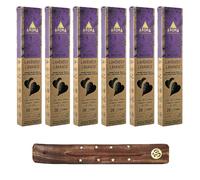 Aromasenses - 6 Cajetillas Incienso Aroma Nature Lavanda - 100% Natural - Hecho a Mano - 1 Hora de Duración por Varilla - Relajación Meditación Yoga + 1 Tablilla Aromasenses (6, Lavanda)