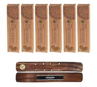 Aromasenses - 6 Cajetillas Incienso Goloka Organic Lavanda y Salvia Blanca - Incienso Natural 100% Masala - Relajación - Meditación - Yoga + 1 Tablilla Aromasenses (6, Lavanda y Salvia Blanca)