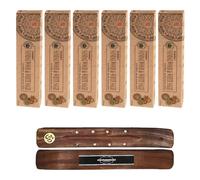 Aromasenses - 6 Cajetillas Incienso Goloka Organic Sandalo y Salvia Blanca - Incienso Natural 100% Masala - Relajación - Meditación - Yoga + 1 Tablilla Aromasenses (6, Sandalo y Salvia Blanca)