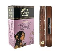 Aromasenses | Caja Completa con 12 Cajetillas de Incienso Golden Fusion Palo Santo y Lavanda 15 Gramos + 1 Tablilla Aromasenses | Incienso Etnico 100% Natural | Limpiador de Energias
