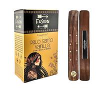 Aromasenses | Caja Completa con 12 Cajetillas de Incienso Golden Fusion Palo Santo y Vainilla 15 Gramos + 1 Tablilla Aromasenses | Incienso Etnico 100% Natural | Limpiador de Energias