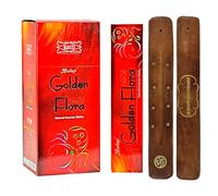 Aromasenses | Incienso Golden Flora Balaji Masala Caja Completa + 1 Tablilla Aromasenses - Natural | 15 gr x 12 cajetillas = 180 gr | Relajación | Meditación | Yoga