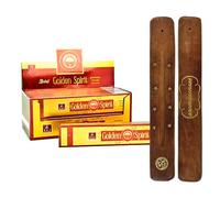 Aromasenses | Incienso Golden Spirit Balaji Masala Caja Completa + 1 Tablilla Aromasenses - Natural | 15 gr x 12 cajetillas = 180 gr | Relajación | Meditación | Yoga