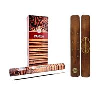 Aromasenses | Incienso Goloka Canela + 1 Tablilla Aromasenses | 6 Tubos Hexagonales de 20 Varillas = 120 Varillas De Incienso Para Aromaterapia | Limpieza Energética