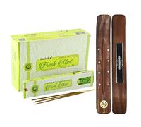 AROMASENSES | Incienso Goloka Fresh Mint | Caja Completa de 12 Cajetillas de 15 g/u. + 1 Tablilla Porta Inciensos | Natural, Artesanal y Ecológico | Frescor, Energía Positiva y Aromaterapia