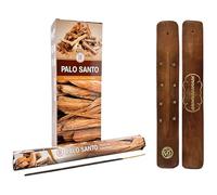 Aromasenses | Incienso Goloka Palo Santo + 1 Tablilla Aromasenses | 6 Tubos Hexagonales de 20 Varillas = 120 Varillas de Incienso | Orgánico, Relajante | Limpieza Energética Y Espiritual