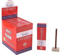 Aromasenses | Incienso Masala Dhoops Sticks Golden Nag Champa Vijayshree | 12 Cajetillas de 10 Dhoops Cada una | Incluye Soporte Quemador | Relajación | Meditación | Yoga