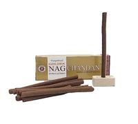 Aromasenses | Incienso Masala Dhoops Sticks Golden Nag Chandan Vijayshree | 12 Cajetillas de 10 Dhoops Cada una | Incluye Soporte Quemador | Meditación | Yoga | Relajación