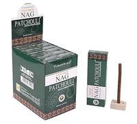 Aromasenses | Incienso Masala Dhoops Sticks Golden Nag Patchouli Vijayshree | 12 Cajetillas de 10 Dhoops Cada una | Incluye Soporte Quemador | Yoga | Meditación | Relajación