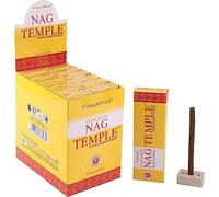 Aromasenses | Incienso Masala Dhoops Sticks Golden Nag Temple Vijayshree | 12 Cajetillas de 10 Dhoops Cada una | Incluye Soporte Quemador | Meditación | Yoga | Relajación