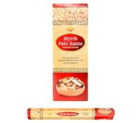 AROMASENSES | Incienso Mirra-Palo Santo Sac | Caja de 6 Tubos Hexagonales con 20 Varillas | Elimina la Negatividad, Limpia Espacios Cargados y Aporta Paz | Pack de Incienso de La India