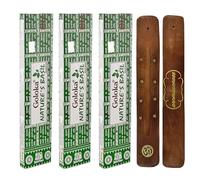 Aromasenses | Incienso Nature's Basil Goloka | Pack 3 Cajetillas (15g c/u) + Tablilla Portainciensos Aromasenses | Incienso Artesano para Meditación, Aromaterapia y Relajación | Sin Químicos