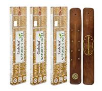 Aromasenses | Incienso Nature's Nest Goloka | Pack 3 Cajetillas (15g c/u) + Tablilla Portainciensos Aromasenses | Incienso Artesano para Meditación, Aromaterapia y Relajación | Sin Químicos