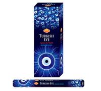 AROMASENSES | Incienso Ojo Turco Sac | Caja de 6 Tubos Hexagonales con 20 Varillas | Limpieza Energética, Protección contra el Mal de Ojo y Energías Negativas | Incienso de La India, Atrae Buen Karma