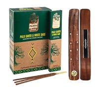 Aromasenses.- Incienso Palo Santo y Salvia Blanca Natural Hecho a Mano Mystic Spirits - Caja Completa con 12 Cajetillas de 8 Varillas Cada una + 1 Tablilla Aromasenses (Palo Santo Y Salvia Blanca)
