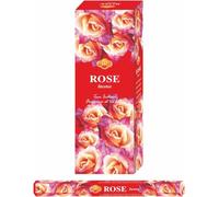 AROMASENSES | Incienso Rosa Sac | Pack de Incienso, Caja de 6 Tubos Hexagonales con 20 Varillas | Notas Florales, Dulces y Frescas | Fomenta el Amor, la Paz y la Armonía | Hecho en La India