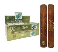 Aromasenses | Incienso Ruda Balaji Masala Caja Completa + 1 Tablilla Aromasenses - Natural | 15 gr x 12 cajetillas = 180 gr | Relajación | Meditación | Yoga