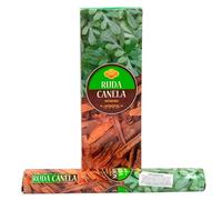 AROMASENSES | Incienso Ruda-Canela Sac | Caja de 6 Tubos Hexagonales con 20 Varillas C/U | Sahumerio, Maravilloso Olor Que Protege de Energías Negativas | Pack de Incienso de La India