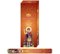 AROMASENSES | Incienso San Expedito Sac | Caja de 6 Tubos Hexagonales con 20 Varillas | Aroma Que Despeja el Aire con Notas de Especias Orientales, Maderas Ligeras y Resinas | Incienso de La India