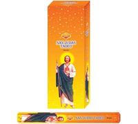 AROMASENSES Incienso San Judas Tadeo Sac | Caja de 6 Tubos Hexagonales con 20 Varillas | Notas de Especias Suaves, Ámbar y Olíbano | Sahumerio de Gratitud y Alivio de Angustias | Incienso de La India