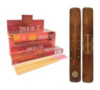 Aromasenses | Incienso Tree of Life Balaji Masala Caja Completa + 1 Tablilla Aromasenses - Natural | 15 gr x 12 cajetillas = 180 gr | Relajación | Meditación | Yoga