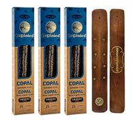 Aromasenses - Pack 3 Cajetillas de Incienso Orgánico Ullas Copal + 1 Tablilla Aromasenses | Incineso 100% Natural y Ecológico | Aromaterapia con Hierbas Naturales | 25 gr. x 3 = 45 gr. |