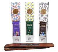 Aromasenses.- Pack 3 inciensos Ayurvedicos Vijayshree | 3 cajetillas con 25 Gramos de Incienso Cada una + Tablilla Aromsenses (GRATITUD-Felicidad-Bienestar)