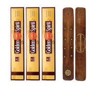 Aromasenses | Pack 3 inciensos Golden Spirit Balaji Masala + 1 Tablilla Aromasenses - Natural | 15 gr x 3 = 45 gr | Relajación | Meditación | Yoga
