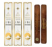 Aromasenses | Pack 3 Inciensos Lava + 1 Tablilla Aromasenses | Minerales Esotéricos | 3 x 20 gr = 60 Gramos de Incienso + 1 Cajita con Minerales Lava | Energia | Purificación | Limpieza Espiritual