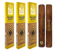 AROMASENSES | Pack 3 Inciensos Mystic Spirits Palo Santo Amazónico | 3 Cajetillas de 8 Varillas + 1 Tablilla de Madera | Sahumerio Artesanal | Esotérico | Purificación